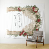 Im Hintergrund der Rose-Kissed-Arch-Hochzeit Wandteppich (Beispiel (Horizontal))