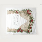 Im Hintergrund der Rose-Kissed-Arch-Hochzeit Wandteppich (Vorderseite (Horizontal))