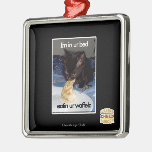 Im in ur Bett Silbernes Ornament (Links)