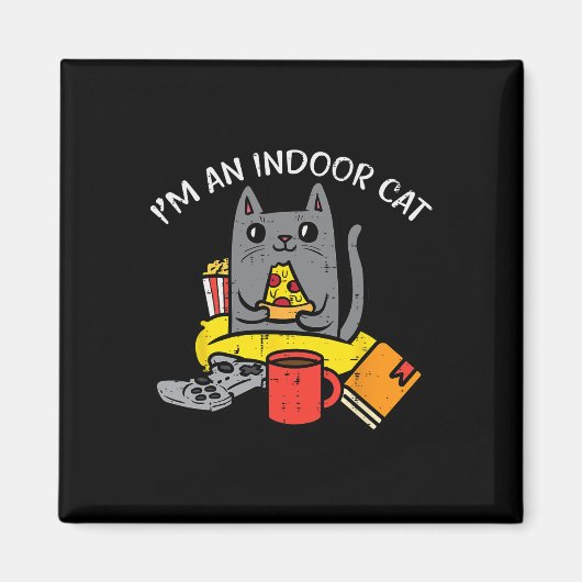 Im Indoor-Cat-Gaming-Controller-Pizza-Gamer-Männer Magnet (Vorne)