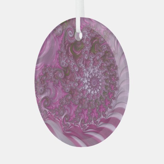 Im Inneren des Pink Nautilus Muschel Fraktal Abstr Ornament Aus Glas (Vorderseite links)