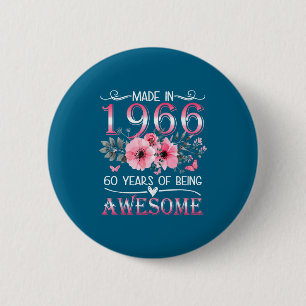 Im Jahr 1966 Floral 60. Geburtstag 60 Button