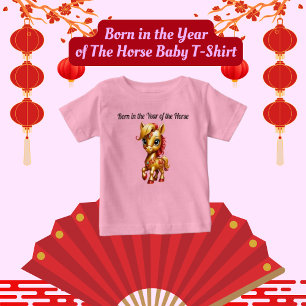 Im Jahr des Pferdes geborenes Baby-T-Shirt Baby T-shirt
