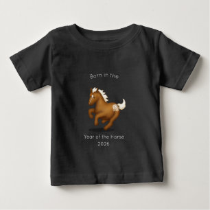 Im Jahr des Pferdes Schwarz geboren Baby T-shirt