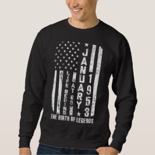 Im Januar 1953 beginnt das Leben um 69 Geboren im Sweatshirt