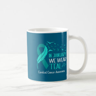 Im Januar tragen Teal Gebärmutterhalskrebs-Bewusst Kaffeetasse