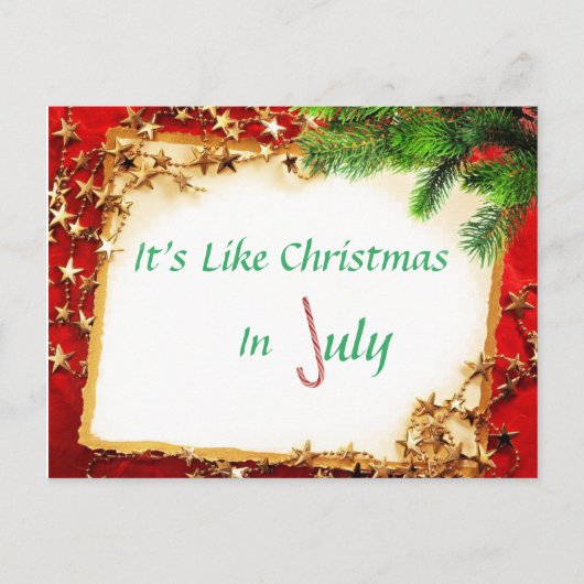 Im Juli ist Weihnachten Postkarte (Vorderseite)