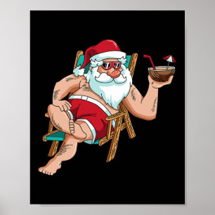 Im Juli Santa On Beach Unabhängigkeitstag Sommer  Poster