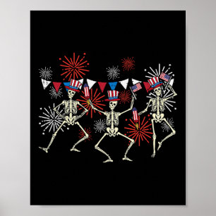 Im Juli tanzende Skelette Funny Patriotic Men Wome Poster