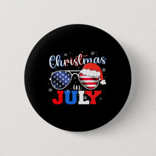 Im Juli Weihnachtsmannmütze Sungles US Flag 4. Jul Button