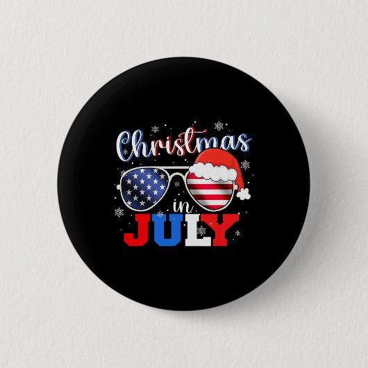 Im Juli Weihnachtsmannmütze Sungles US Flag 4. Jul Button (Vorderseite)