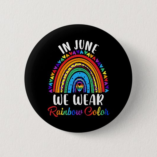 Im Juni tragen wir Regenbogenfarben Gay Pride Ally Button (Vorderseite)