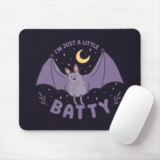 I'm Just A Little Batty Funny Halloween Bat Pun Mousepad (Mit Mouse)
