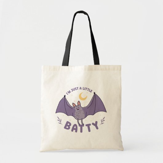 I'm Just A Little Batty Funny Halloween Bat Pun Tragetasche (Vorne)