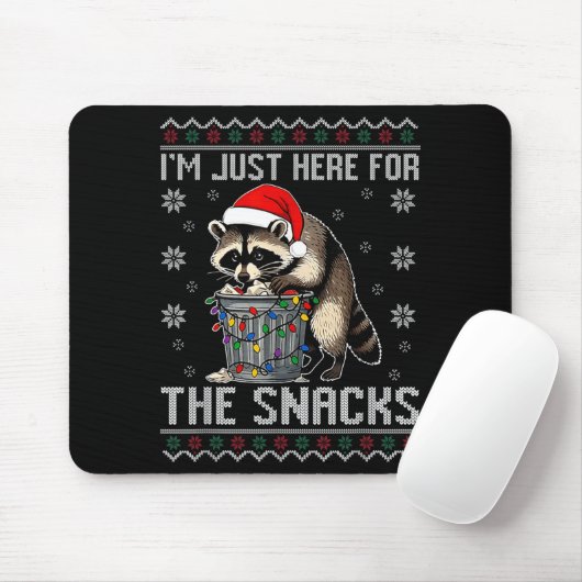 I'm Just Here For Snacks Raccoon Christmas Kids To Mousepad (Mit Mouse)