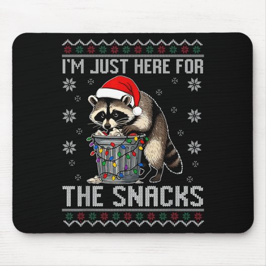 I'm Just Here For Snacks Raccoon Christmas Kids To Mousepad (Vorne)