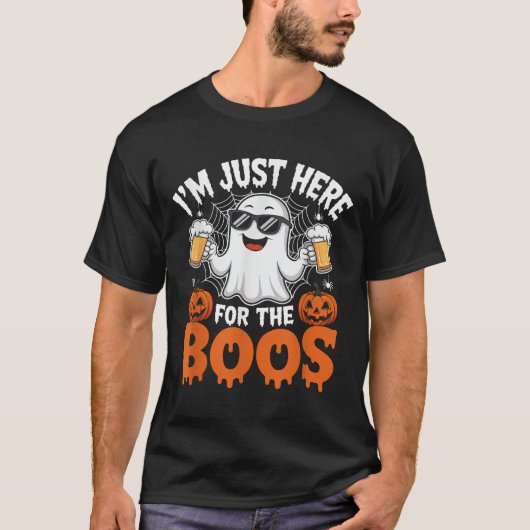 I'm Just Here For The Boos Funny Halloween Ghost T-Shirt (Vorderseite)