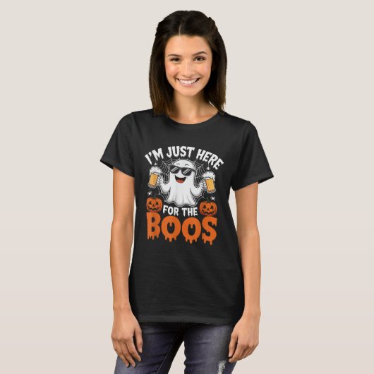 I'm Just Here For The Boos Funny Halloween Ghost T-Shirt (Vorne ganz)
