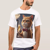 I'm Just Here for the Champagne – Grumpy Party Cat T-Shirt (Vorderseite)