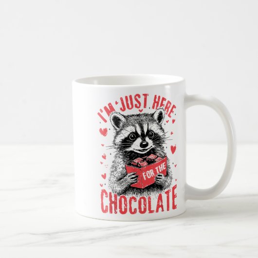 I'm Just Here For The Chocolate Funny Raccoon Vale Kaffeetasse (Rechts)
