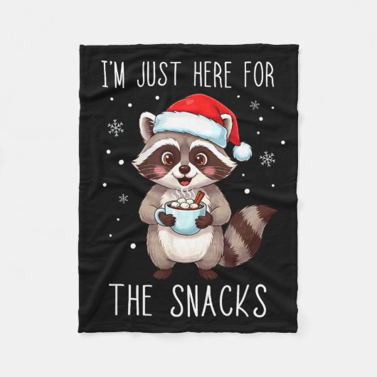 I'm Just Here For The Snacks Christmas Raccoon Fleecedecke (Vorderseite)