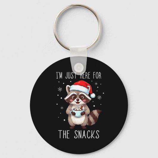 I'm Just Here For The Snacks Christmas Raccoon  Schlüsselanhänger (Vorderseite)