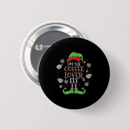 Im Kaffee Lover Elf Weihnachten Button (Vorne & Hinten)