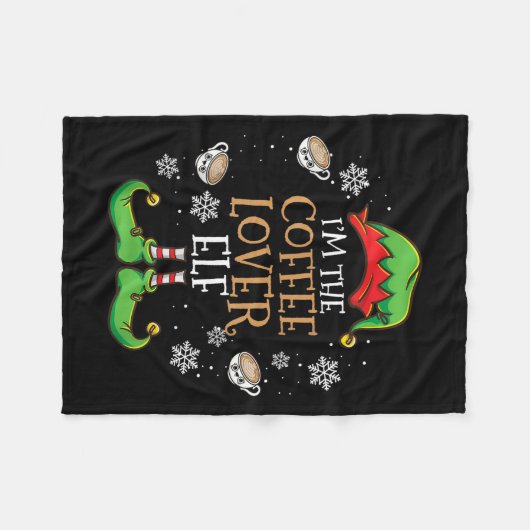 Im Kaffee Lover Elf Weihnachten Fleecedecke (Vorderseite (Horizontal))