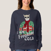 im kalten Coolen Lama Ugly Weihnachtspulli Sweatshirt (Vorderseite)