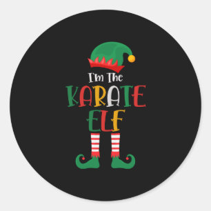 Im Karate Elf passt Weihnachten Runder Aufkleber