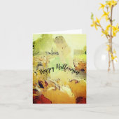 Im Kürbispflaster glückliche Halloween-Grußkarte Karte (Gelbe Blume)