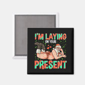 I'm Laying On Your Present Christmas Santa Retro X Magnet (Vorderseite/Rückseite)