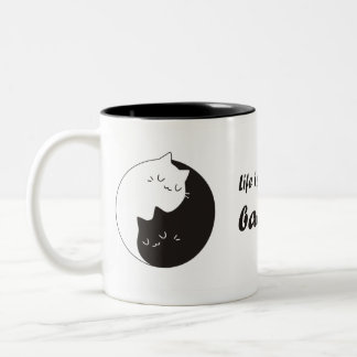 Im Leben geht es um Balance Cat Yin Yang Zweifarbige Tasse