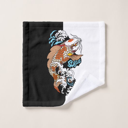 Im Leben geht es um Balance. Japanischer Koi-Karpf Badhandtuch Set (Waschlappen)