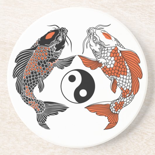 Im Leben geht es um Balance. Zwei koi- und yin-jan Getränkeuntersetzer (Vorne)