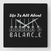 Im Leben geht es um die Balance motivierend Inspir Quadratische Wanduhr (Vorderseite)