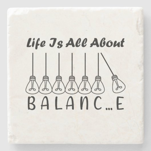 Im Leben geht es um die Balance motivierend Inspir Steinuntersetzer (Vorderseite)