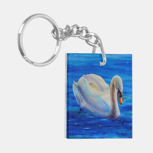 Im Leben geht es um die Reise - Schwan Schlüsselanhänger (Vorderseite links)