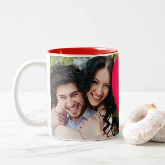 im Liebegewohnheits-Foto Zweifarbige Tasse (Mit Donut)