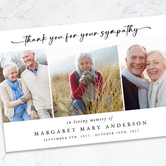 Im lieben Gedächtnis drei Fotos Beerdigung Beileid Dankeskarte