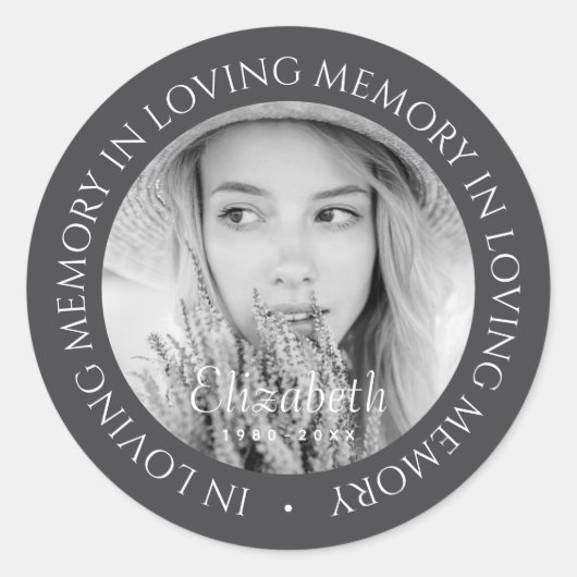 Im lieben Gedächtnis einfach modernes, benutzerdef Runder Aufkleber (Vorderseite)