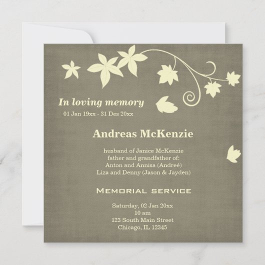 Im liebenden Gedächtnis Ankündigung (Vorderseite)