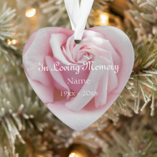 Im liebenden Gedächtnis rosa Rosenherz geformt Ornament
