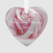 Im liebenden Gedächtnis rosa Rosenherz geformt Ornament (Vorderseite)