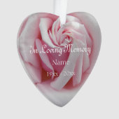 Im liebenden Gedächtnis rosa Rosenherz geformt Ornament (Vorderseite)