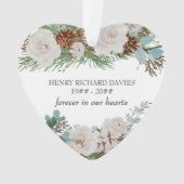 Im liebenden Gedächtnis weißer Rosenkiefer-Kegel H Ornament (Rückseite)