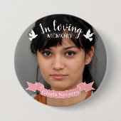 Im liebenden Speicher rosa Band weiß Taube Foto Button (Vorderseite)