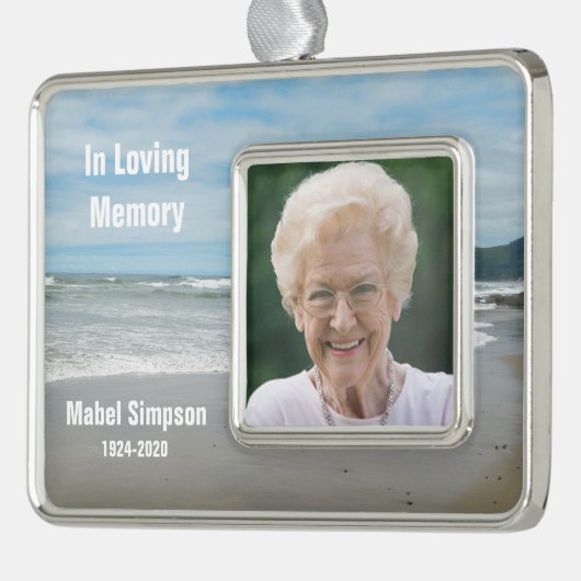Im Love Memory Beach Foto Rahmen-Ornament Silber (Links)
