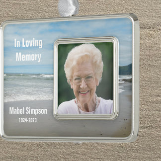Im Love Memory Beach Foto Rahmen-Ornament Silber