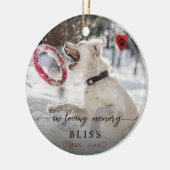 Im Love Memory Pet Foto Paw Print Monogram Keramik Ornament (Links)